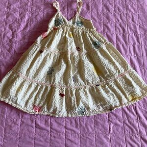Zara Cream Kids Dress with Colorful Embroidery